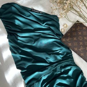 Ruched one shoulder midi dress